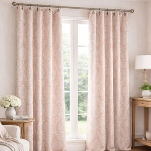 Royal Velvet TAN  Paisley Curtain Drape 2 Panels 54”x84” Rod Pocket or clip ring